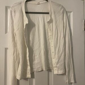 Aerie White Button-Up Cardigan